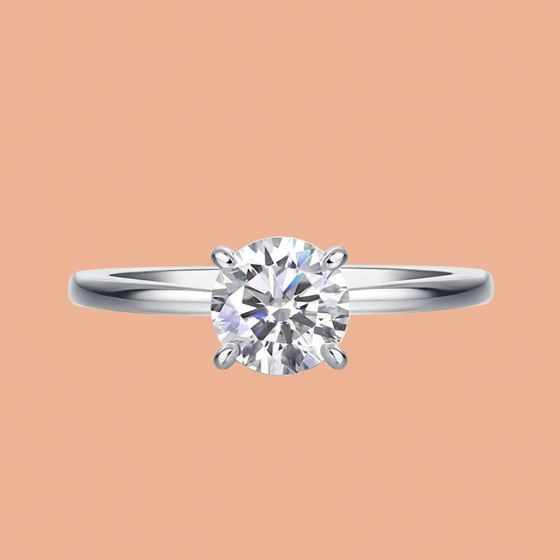 1ct Elegant Everyday & Bridal Statement Rings Minimalist 4-Prong Round-Cut Moissanite Ring, D Color VVS1 Solitaire Promise Ring