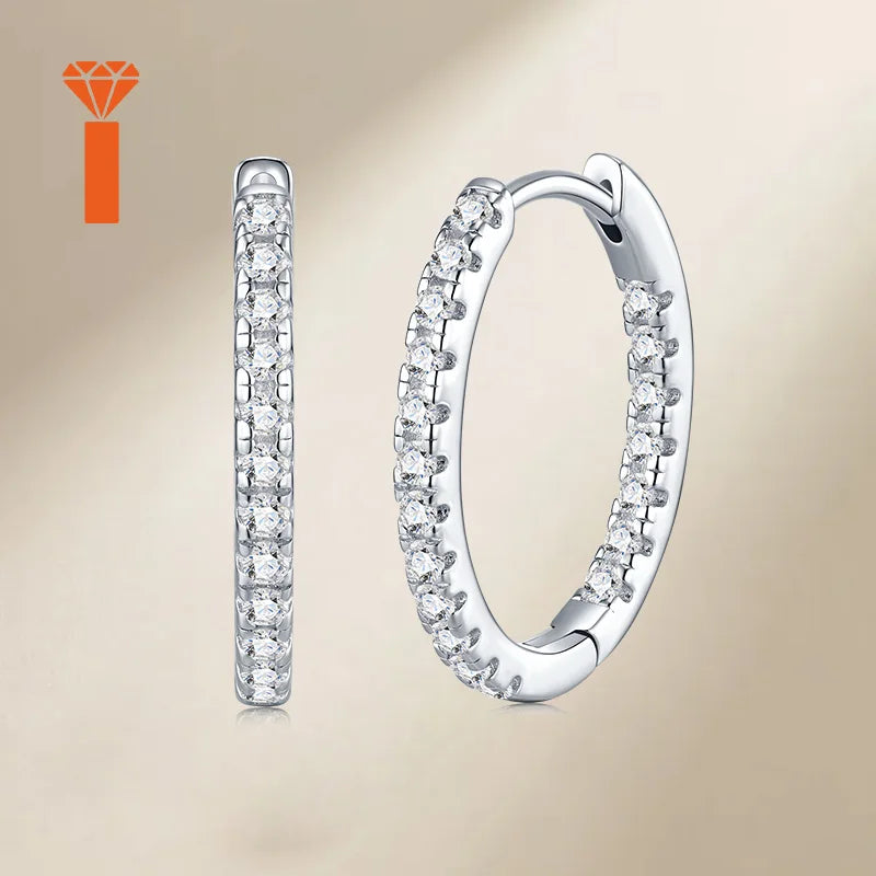 2026 Factory Price Hot Sale Continuous Pave Huggie Moissanite Statement Earrings Everyday Wear High Shine Moissanite Earrings