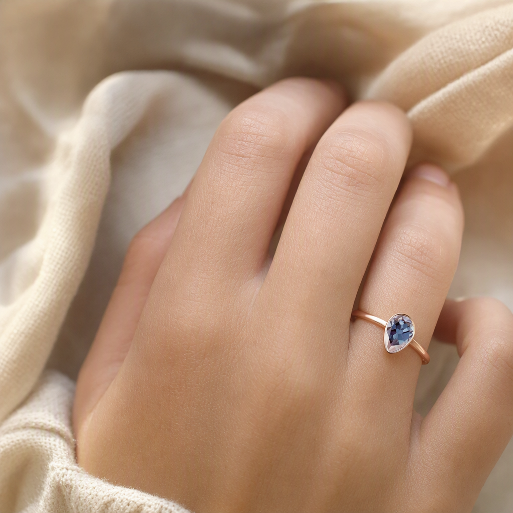 1CT Pear-Cut Lab-Grown Alexandrite Ring lifestyle photo