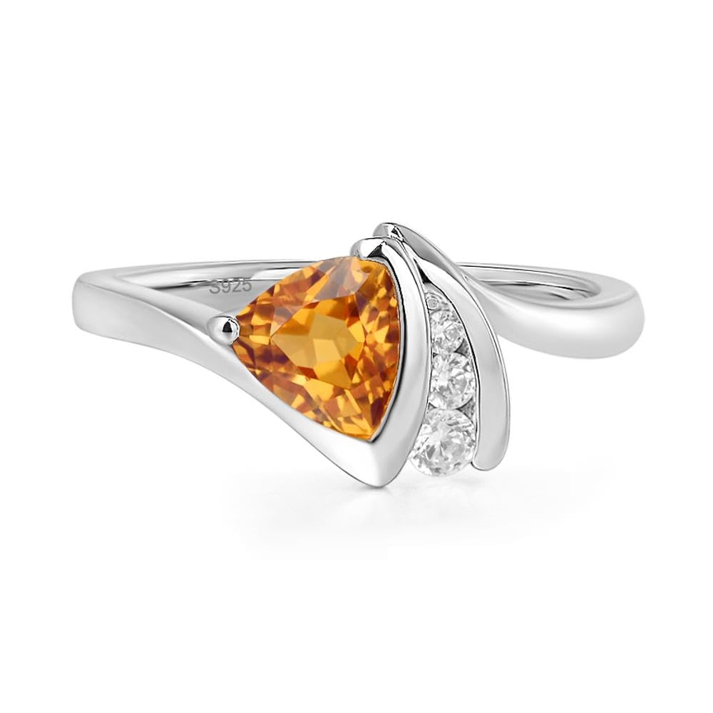 Topgemco Trillion-Cut Citrine Ring – Bezel Set Sterling Silver November Birthstone Ring