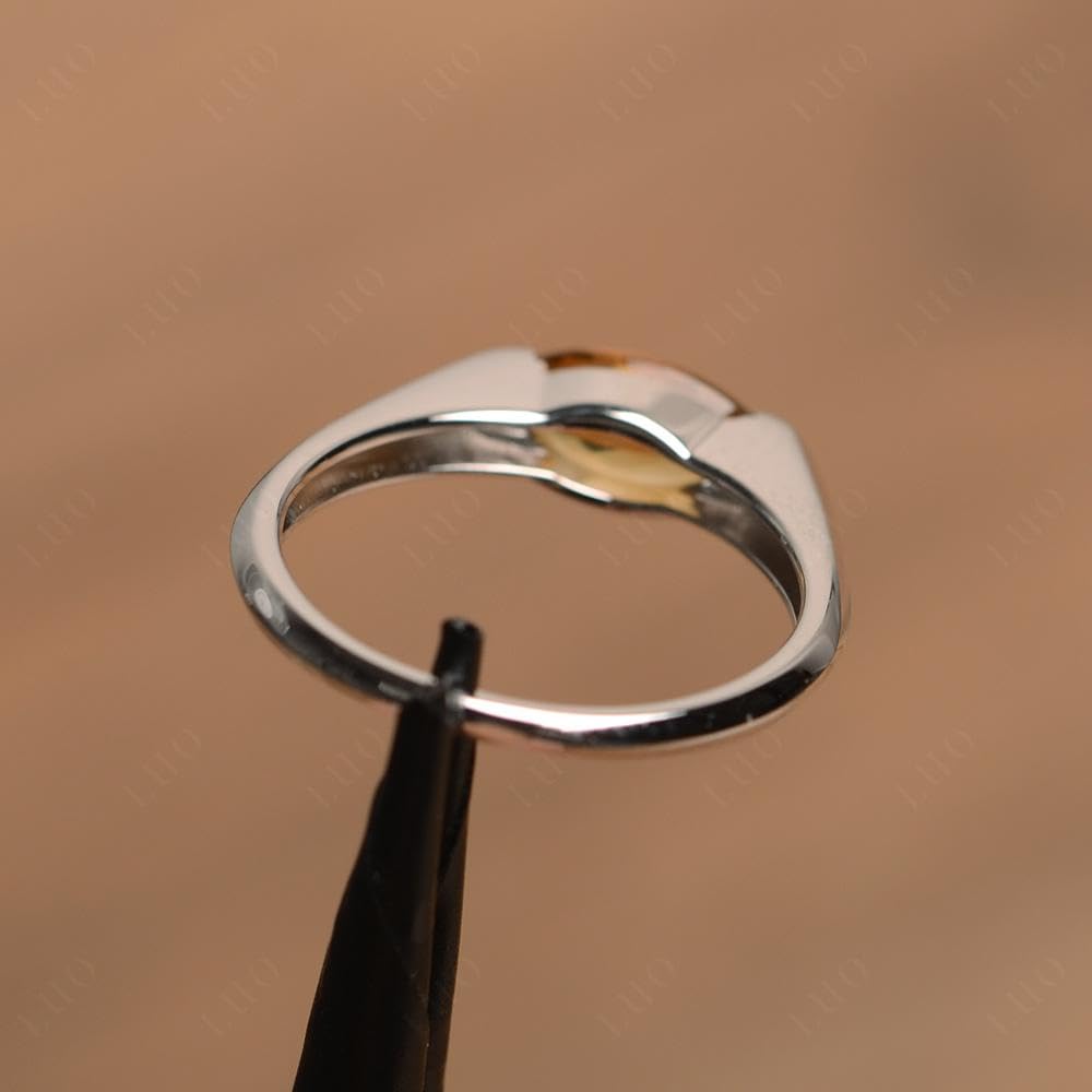 Topgemco East-West Citrine Ring – Marquise Cut Sterling Silver November Birthstone Promise Ring
