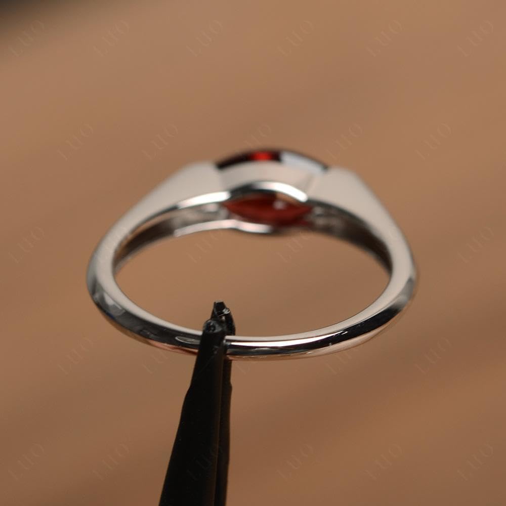 Garnet Simple 925 Sterling Silver Marquise Cut 5x10 MM Gemstone East West Engagement Ring for Women