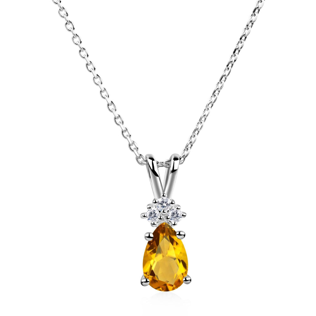 Topgemco Pear-Shaped Citrine Pendant Necklace – Sterling Silver November Birthstone Necklace for Women