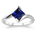 Princess Cut Lab Sapphire Bypass Promise Ring – 925 Silver