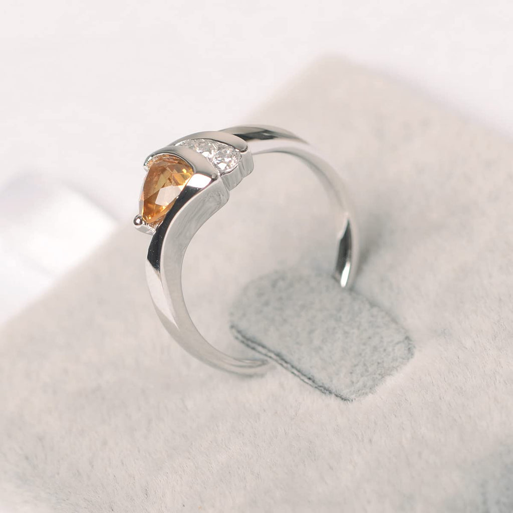 Topgemco Trillion-Cut Citrine Ring – Bezel Set Sterling Silver November Birthstone Ring