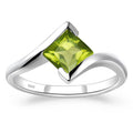 Princess Cut Peridot Bypass Promise Ring