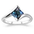 Topgemco Princess-Cut Bypass Promise Ring – Bezel-Set Solitaire in 925 Sterling Silver, Sizes 3–13