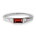 S925 Sterling Silver Baguette Cut East West Ring | Minimalist Wedding Promise Rings for Women, Horizontal 3X6 MM Gemstone, Stackable Band Size 3-13