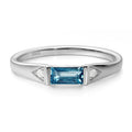 Topgemco Baguette London Blue Topaz East-West Ring – Sterling Silver December Birthstone Stacking Ring