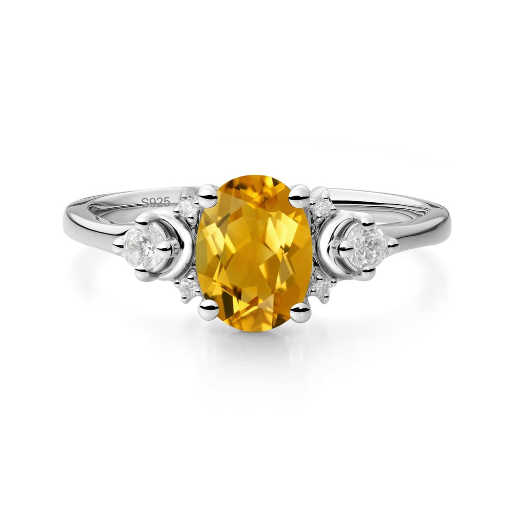 Topgemco Citrine Moon Ring – Oval Cut Sterling Silver November Birthstone Promise Ring