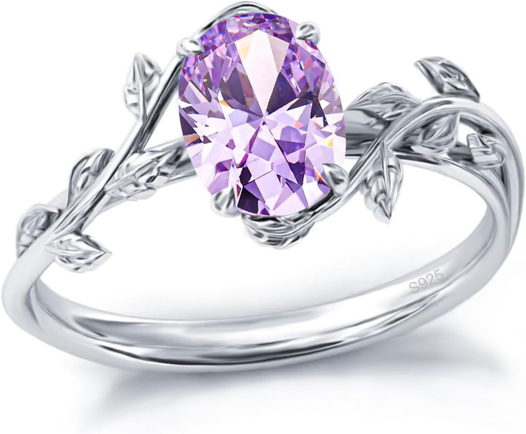 925 Sterling Silver Opal Leaf Promise Ring for Women