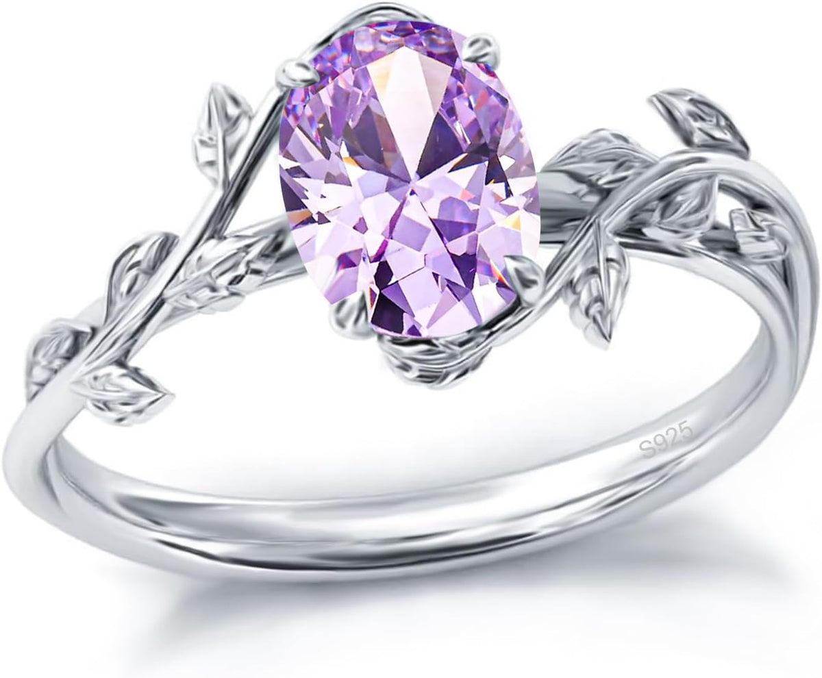 925 Sterling Silver Opal Leaf Promise Ring for Women