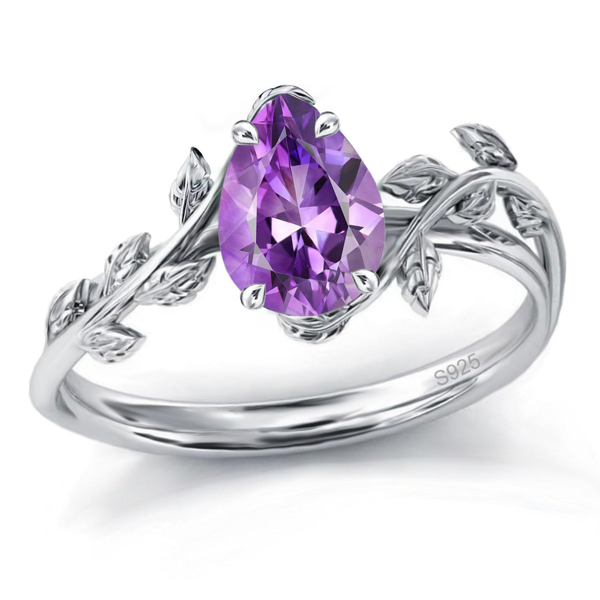 925 Sterling Silver Opal Leaf Promise Ring for Women