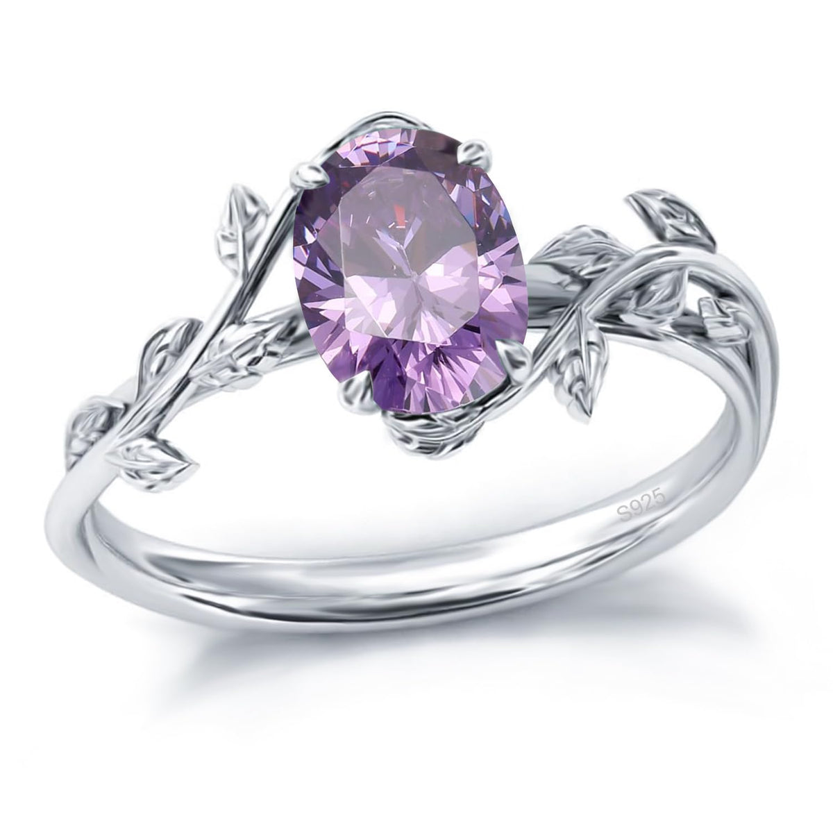 925 Sterling Silver Opal Leaf Promise Ring for Women