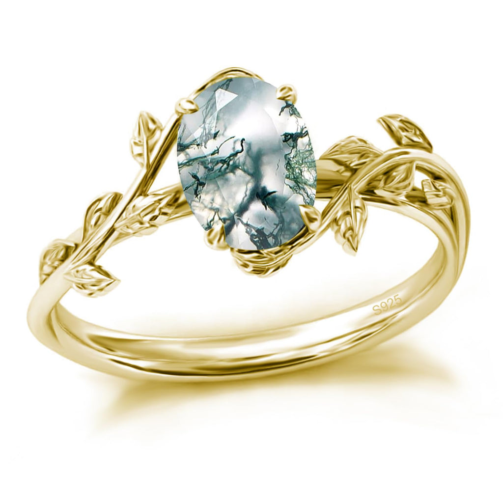 925 Sterling Silver Opal Leaf Promise Ring for Women