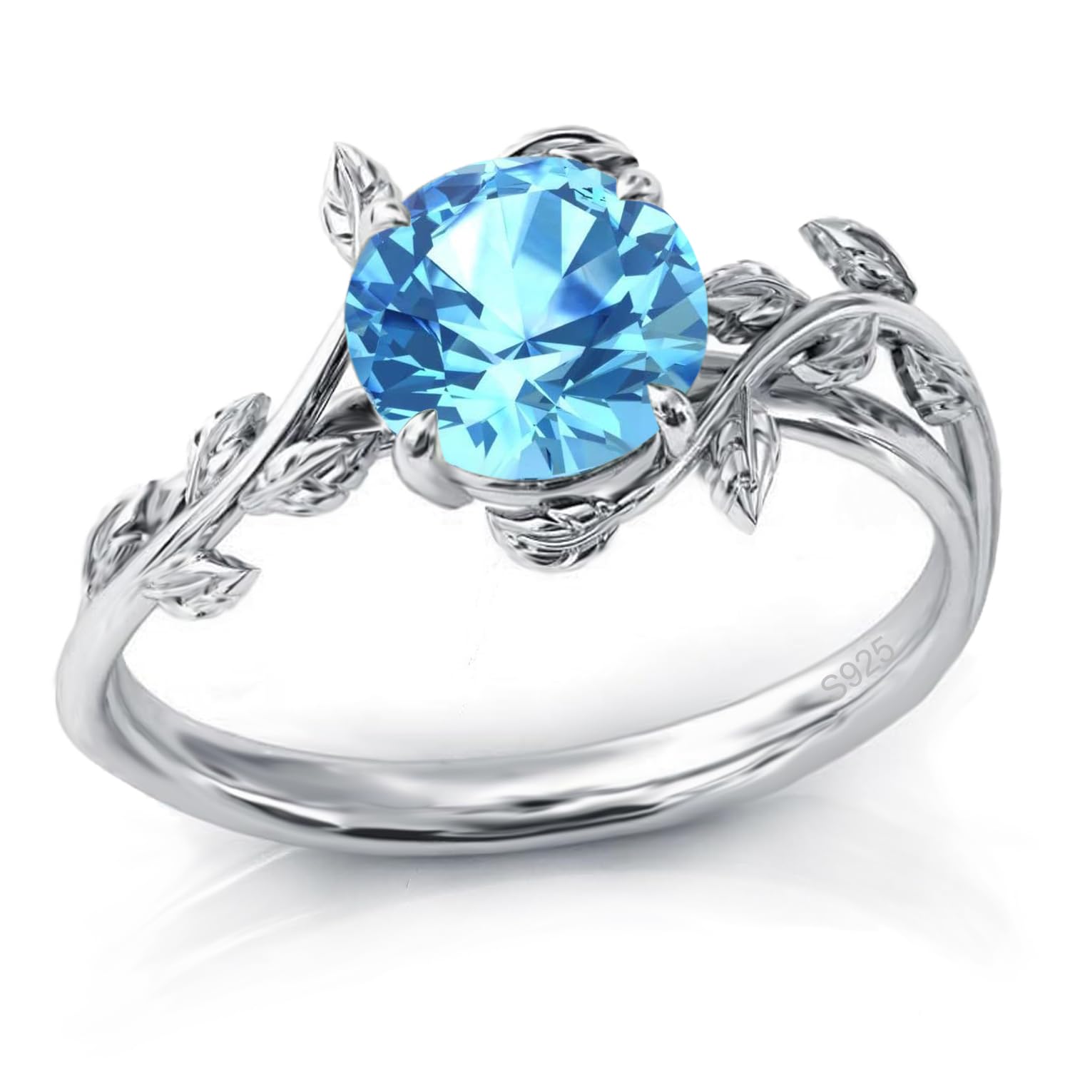 925 Sterling Silver Opal Leaf Promise Ring for Women
