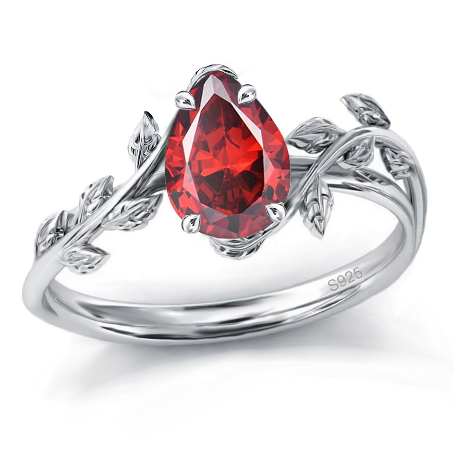 925 Sterling Silver Opal Leaf Promise Ring for Women
