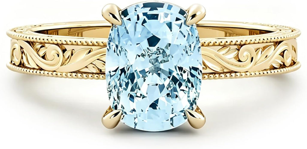 Aquamarine Engagement Ring 1ct 1.5ct 2ct 925 Sterling Silver Topgemco White Yellow Rose Gold Proposal Anniversary Promise Wedding Ring for Her