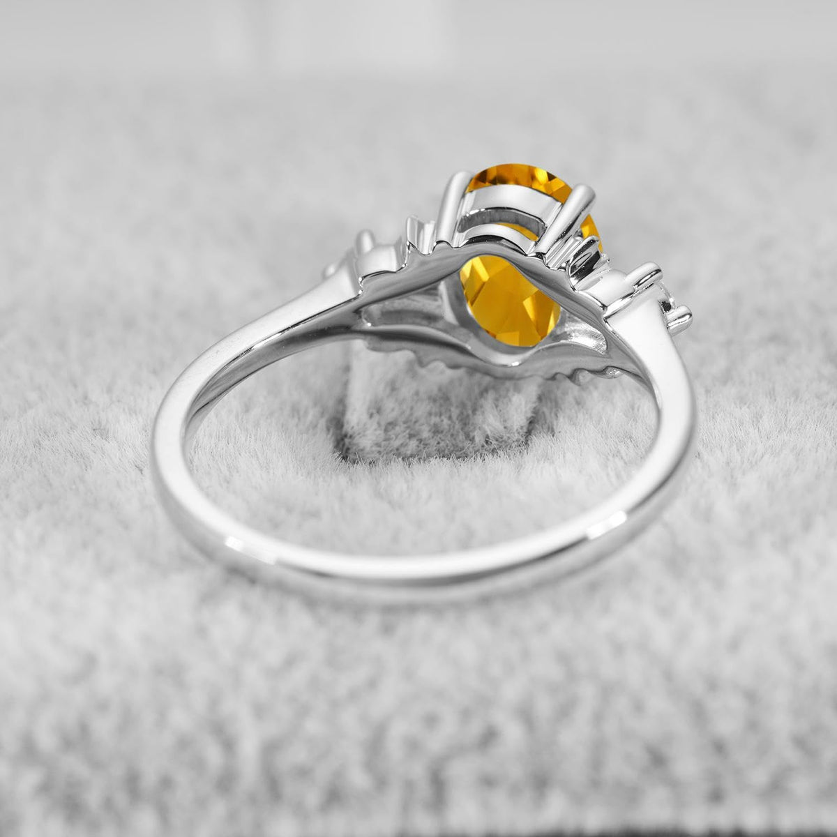 Topgemco Citrine Moon Ring – Oval Cut Sterling Silver November Birthstone Promise Ring