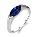 East-West Marquise Lab Sapphire Engagement Ring – 925 Sterling Silver