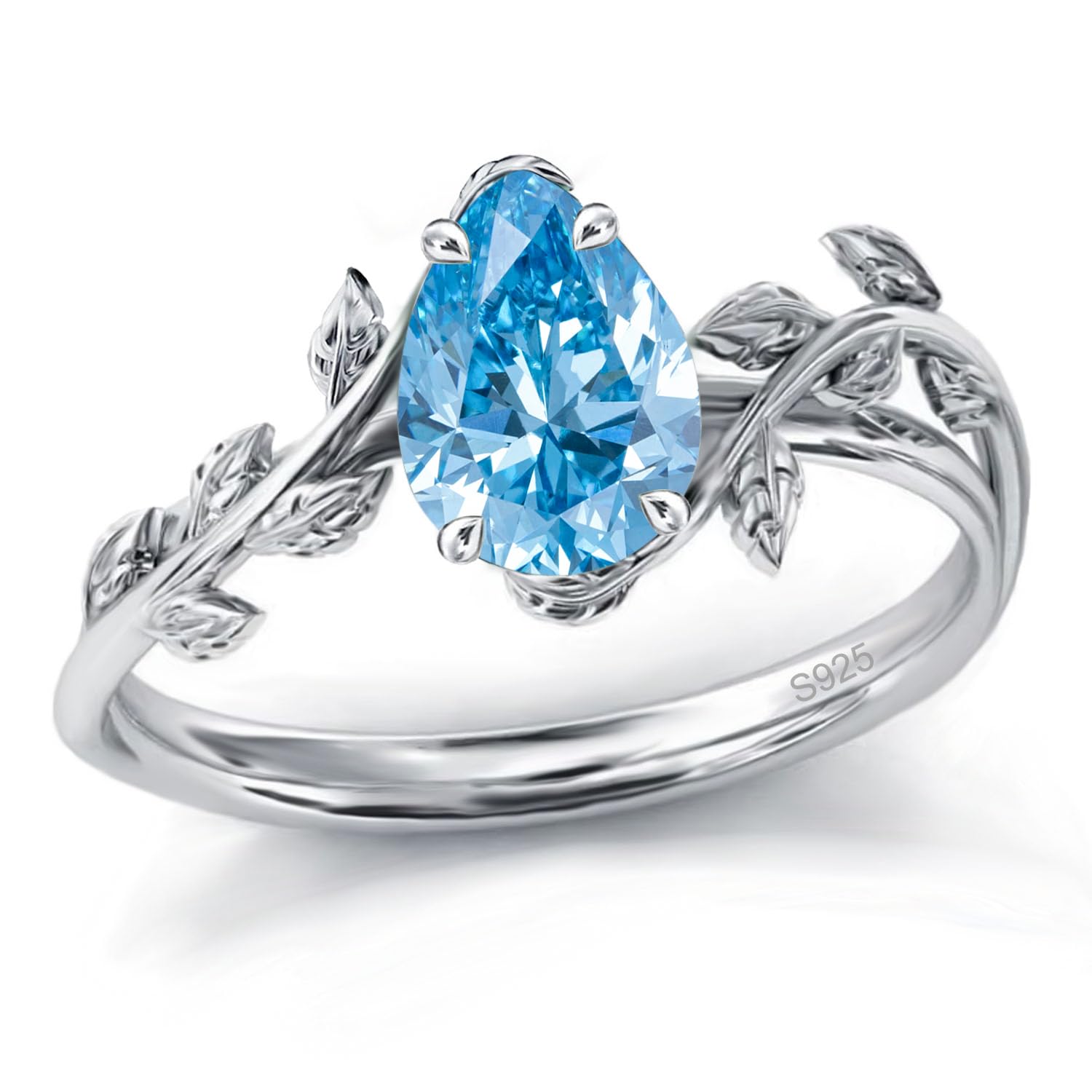 925 Sterling Silver Opal Leaf Promise Ring for Women