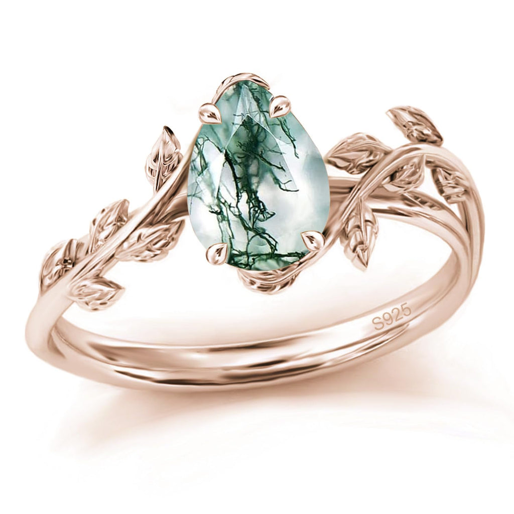 925 Sterling Silver Opal Leaf Promise Ring for Women