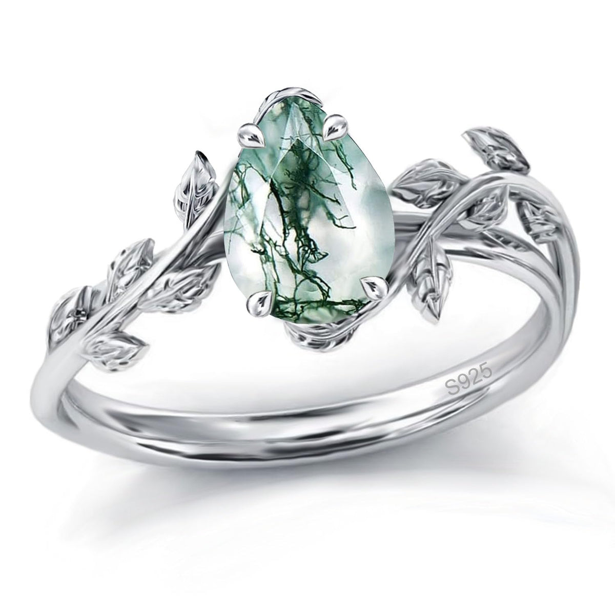 925 Sterling Silver Opal Leaf Promise Ring for Women
