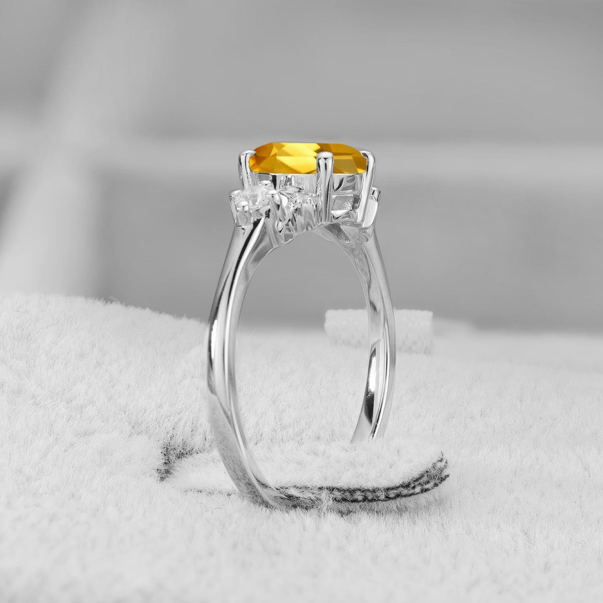 Topgemco Citrine Moon Ring – Oval Cut Sterling Silver November Birthstone Promise Ring