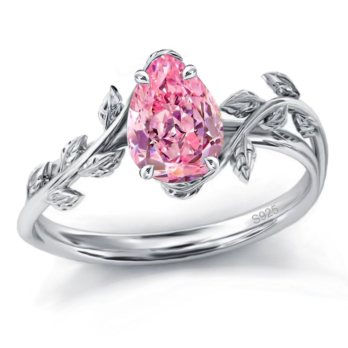 925 Sterling Silver Opal Leaf Promise Ring for Women