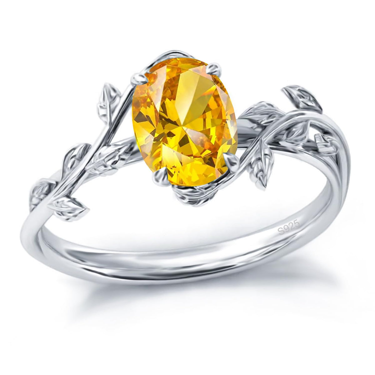 925 Sterling Silver Opal Leaf Promise Ring for Women