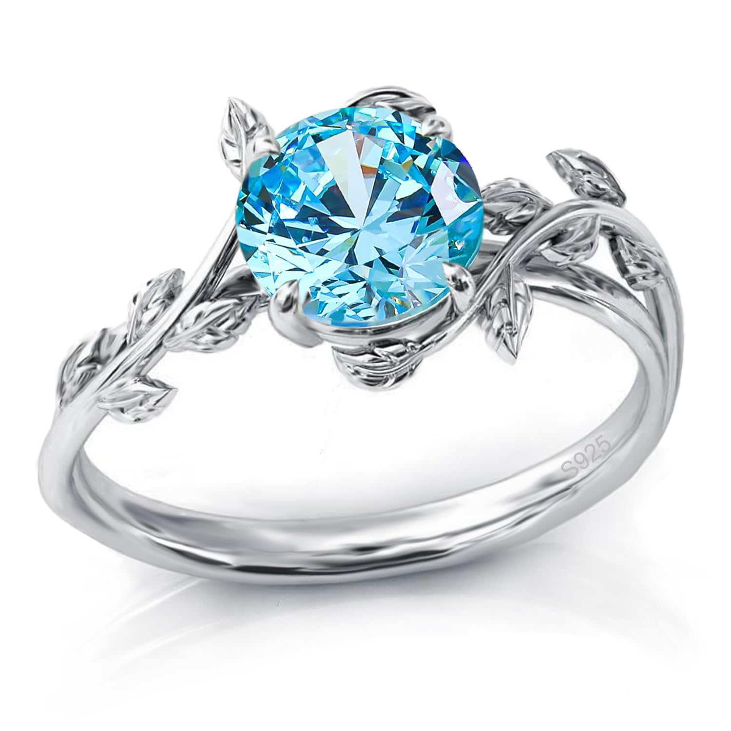 925 Sterling Silver Opal Leaf Promise Ring for Women