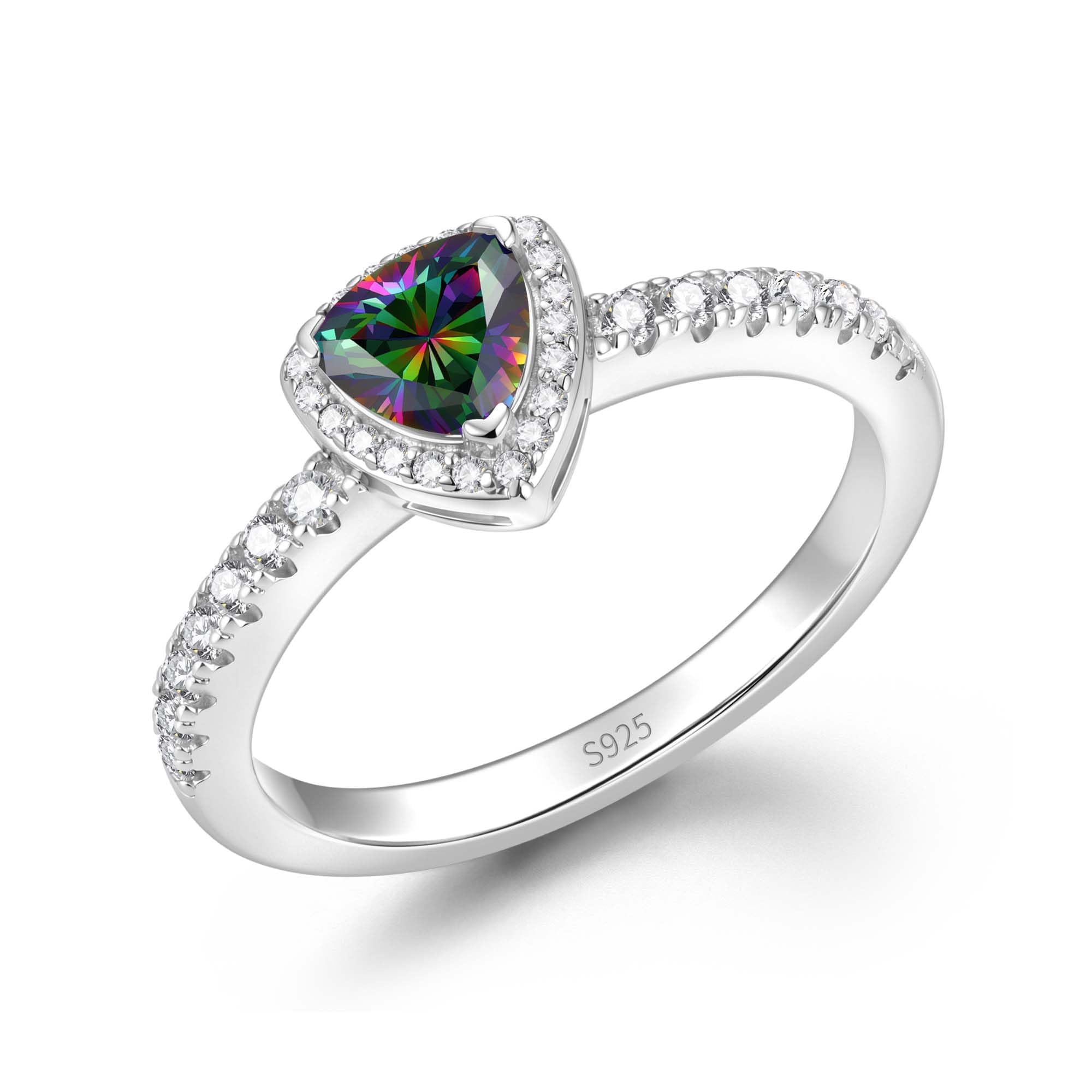 FANCIME Birthstone Ring for Women 925 Sterling Silver Leroy Trinity Gemstone Promise Engagement Ring, Elegant Wedding Jewelry Gift Symbolizing Balance of Love (Size 5-9)