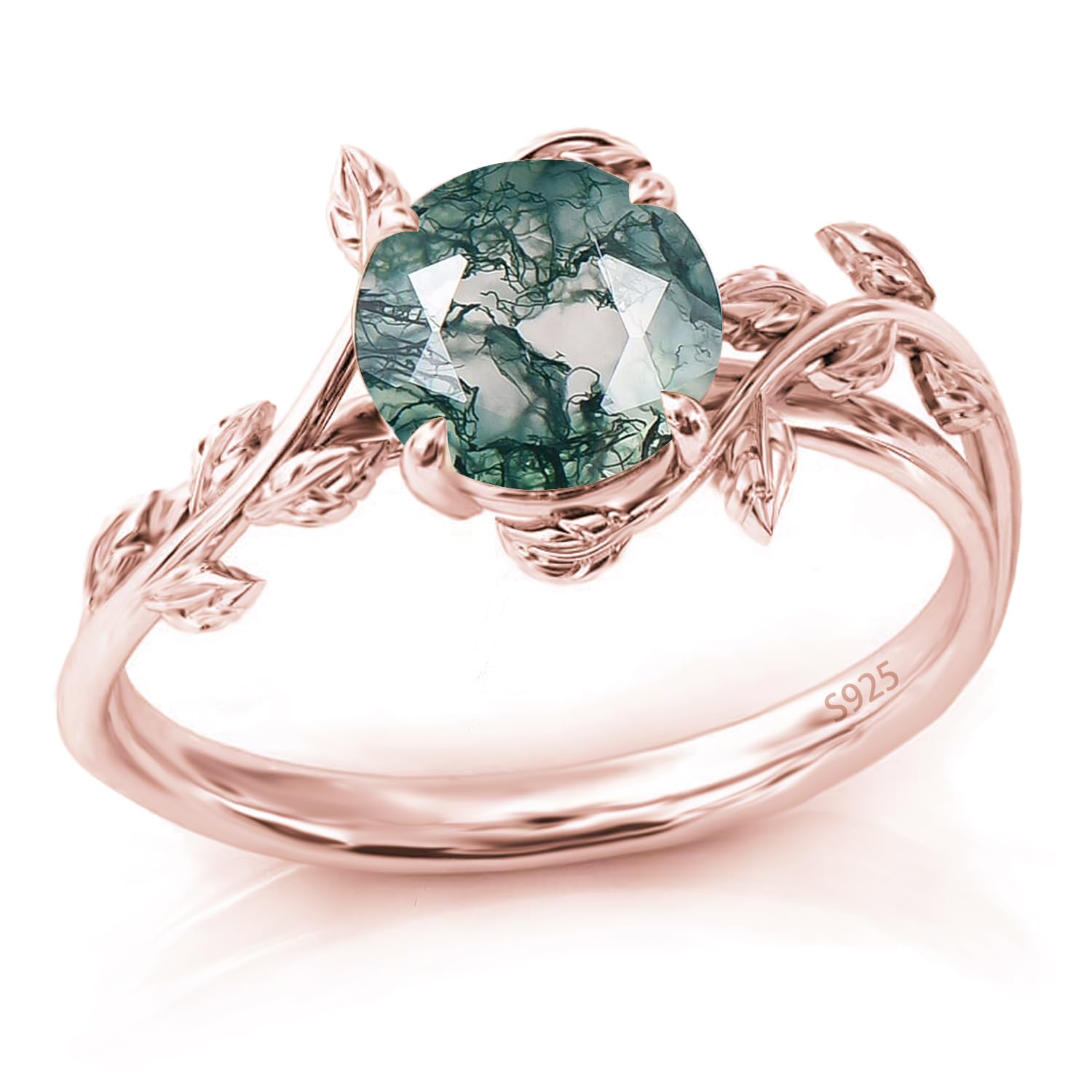 925 Sterling Silver Opal Leaf Promise Ring for Women