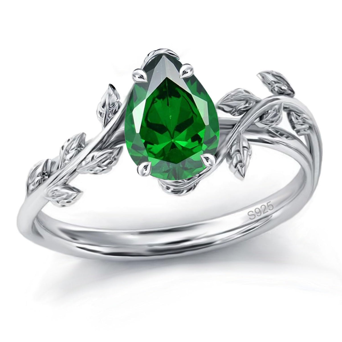 925 Sterling Silver Opal Leaf Promise Ring for Women