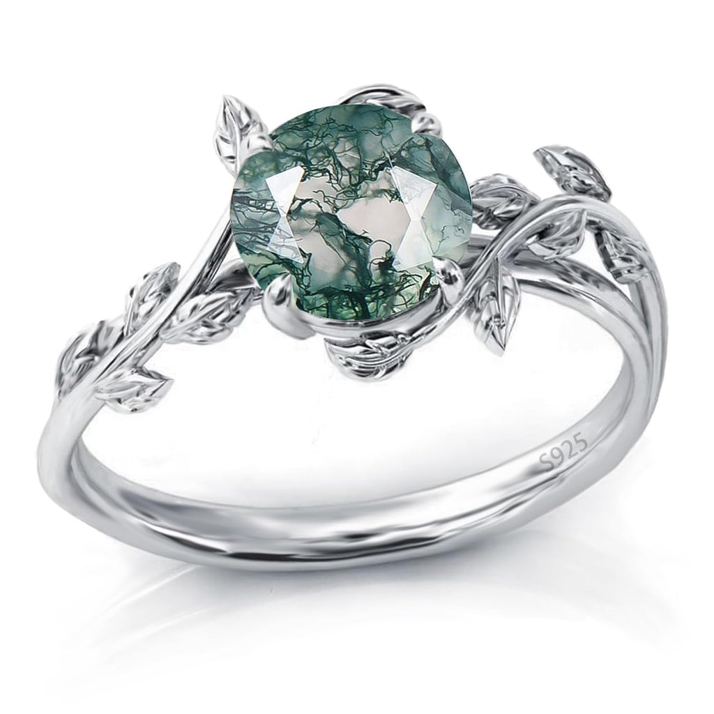 925 Sterling Silver Opal Leaf Promise Ring for Women