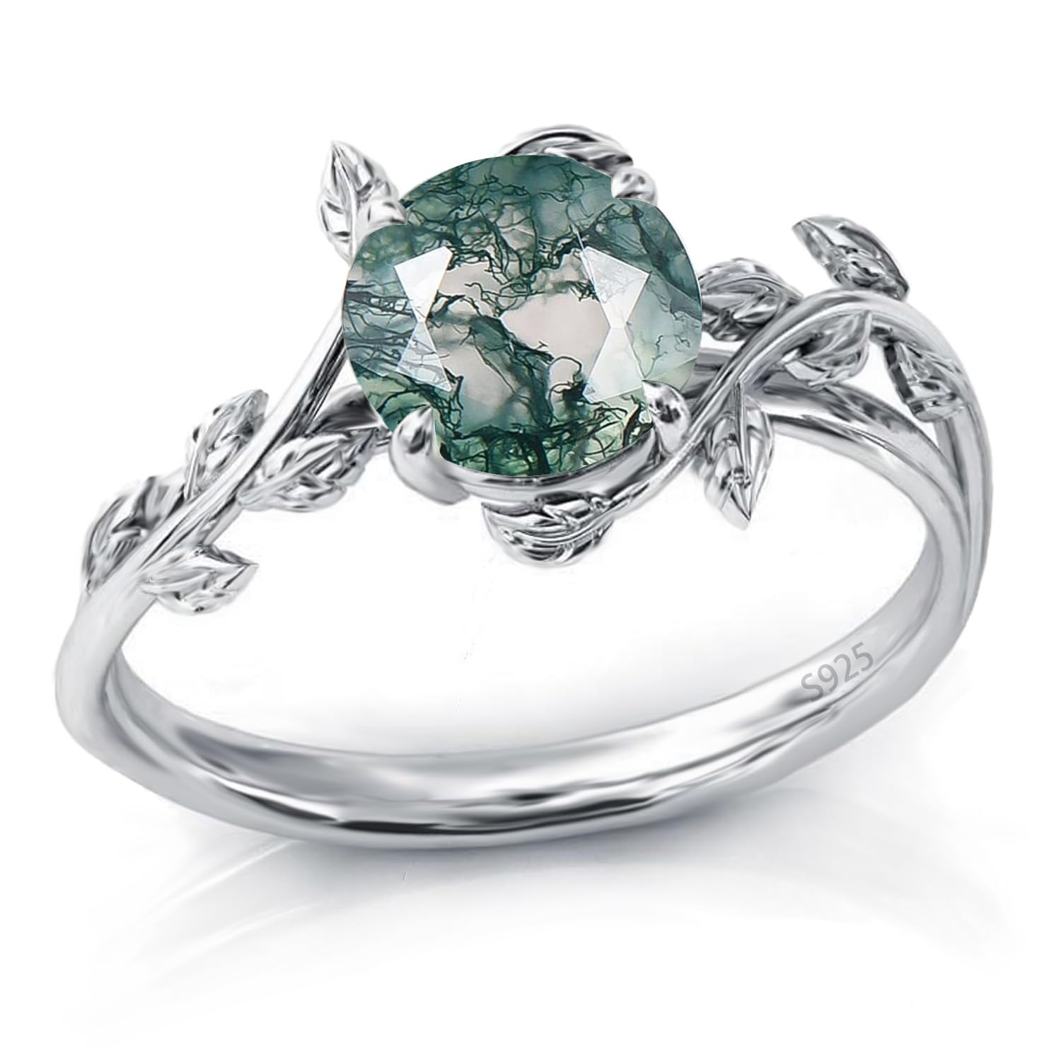 925 Sterling Silver Opal Leaf Promise Ring for Women
