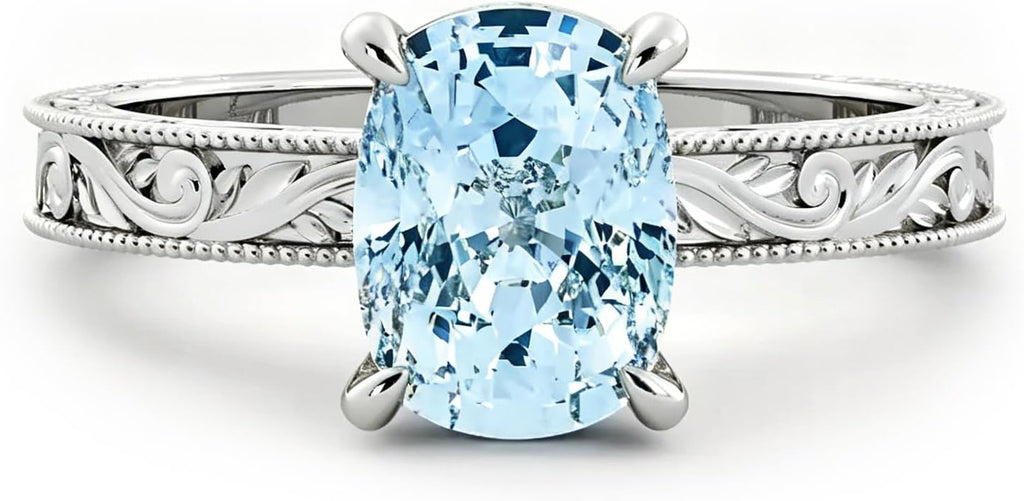 Aquamarine Engagement Ring 1ct 1.5ct 2ct 925 Sterling Silver Topgemco White Yellow Rose Gold Proposal Anniversary Promise Wedding Ring for Her