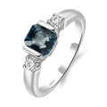 Topgemco Half Bezel London Blue Topaz Promise Ring – Asscher Cut Sterling Silver December Birthstone Ring