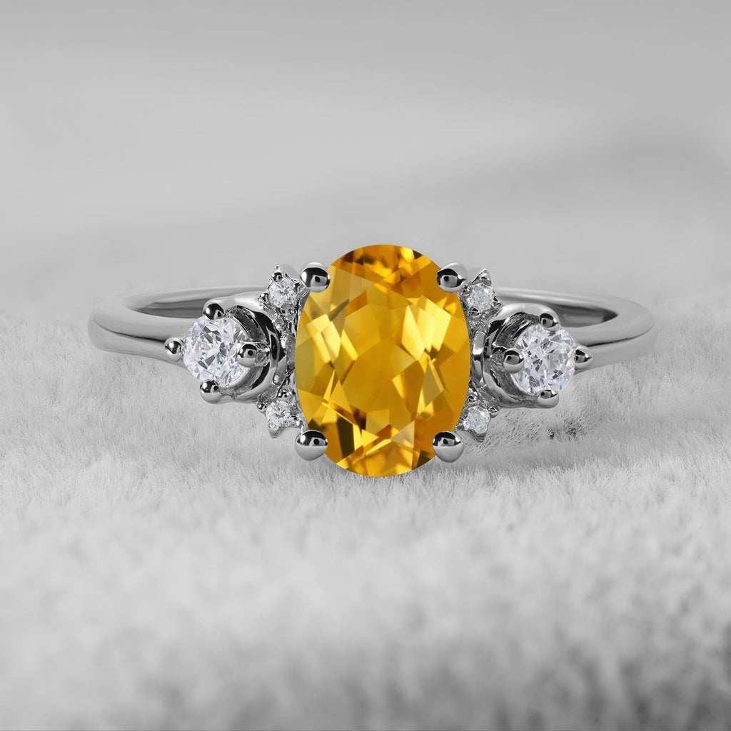 Topgemco Citrine Moon Ring – Oval Cut Sterling Silver November Birthstone Promise Ring