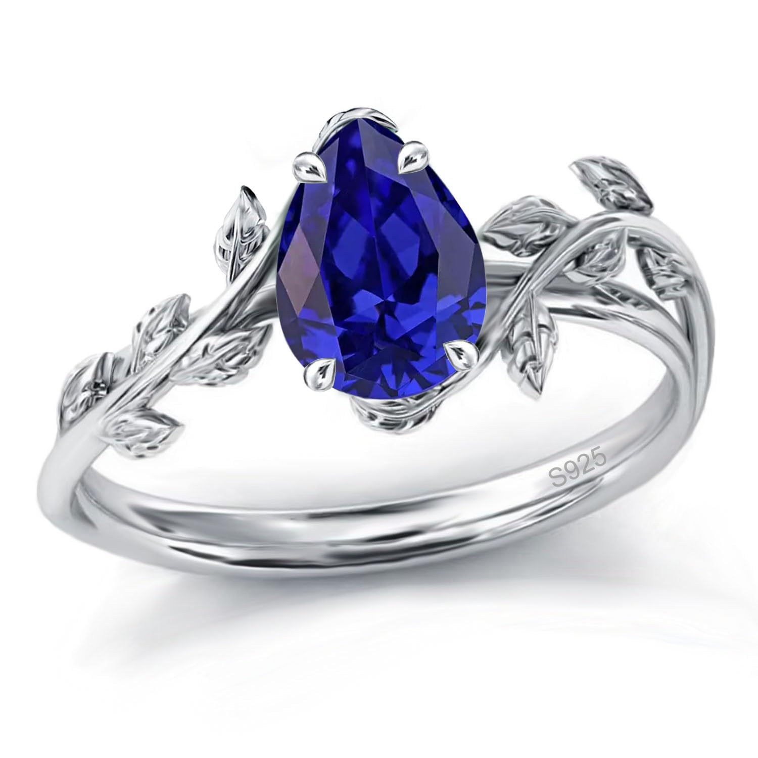 925 Sterling Silver Opal Leaf Promise Ring for Women