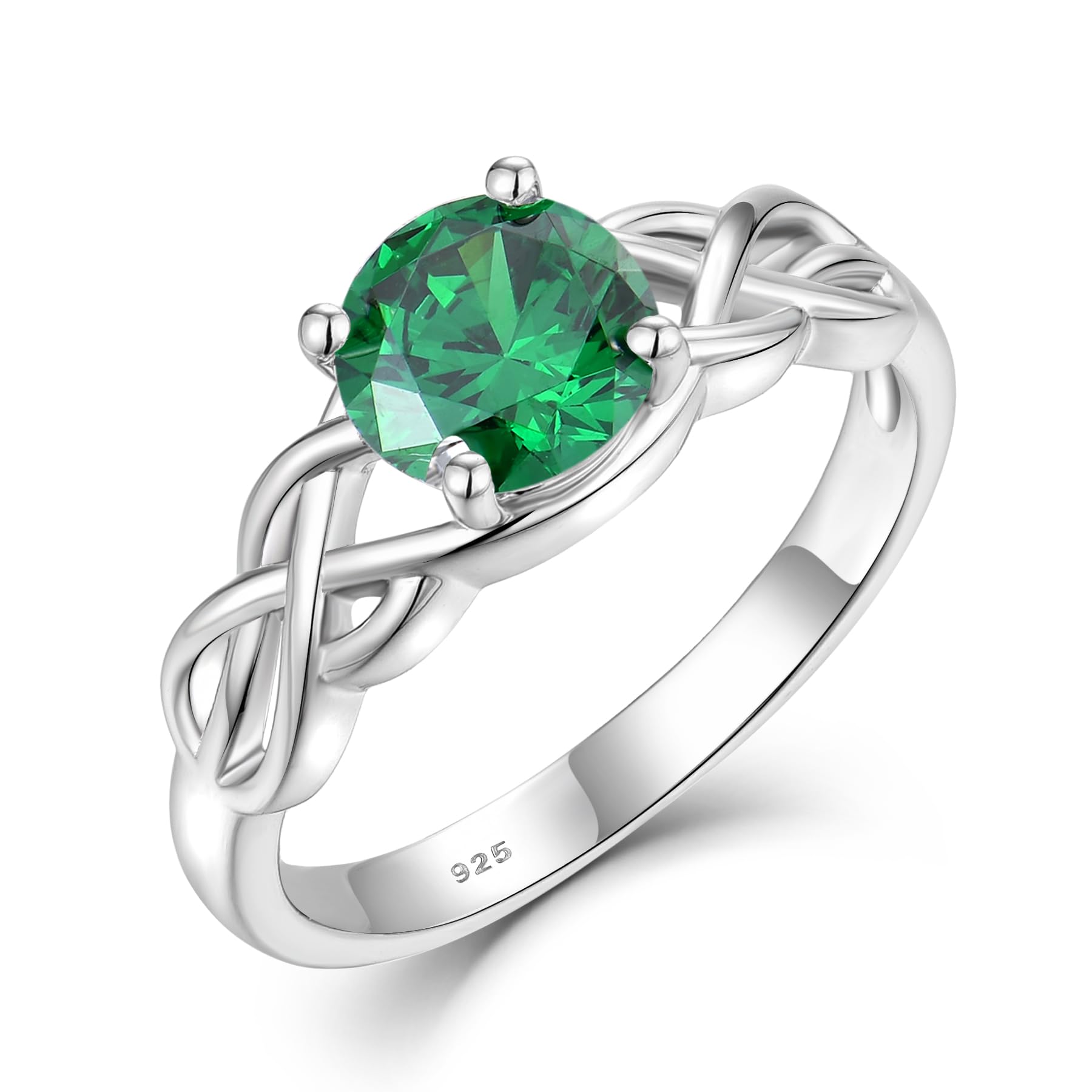 STARCHENIE Birthstone Promise Ring for Women 925 Sterling Silver Celtic Knot Ring Size 5-10