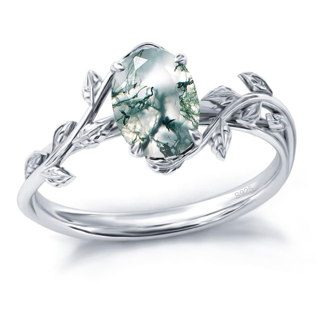 925 Sterling Silver Opal Leaf Promise Ring for Women