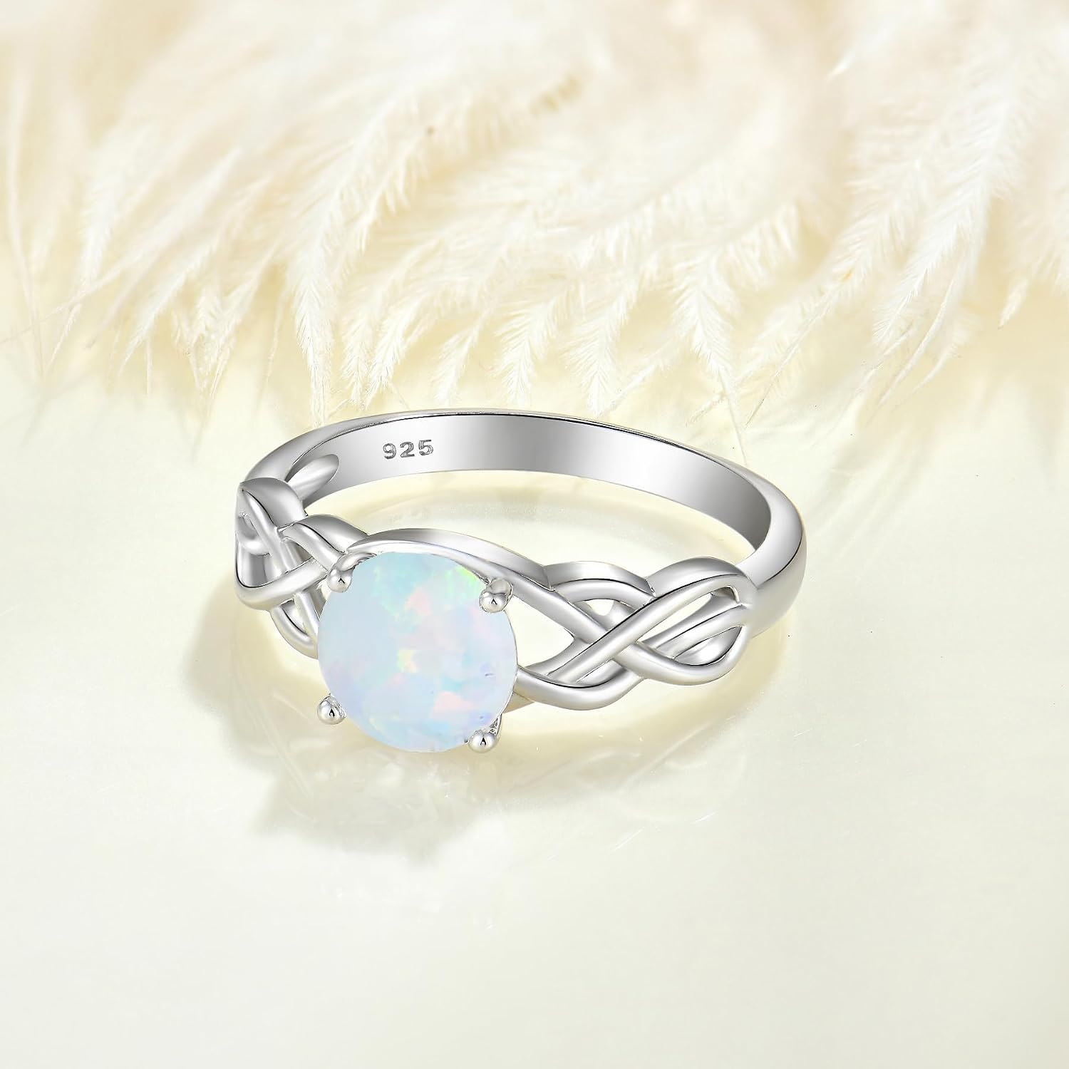 STARCHENIE Birthstone Promise Ring for Women 925 Sterling Silver Celtic Knot Ring Size 5-10