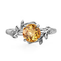 Topgemco Citrine Leaf Bypass Ring – Round Cut Sterling Silver November Birthstone Ring for Women