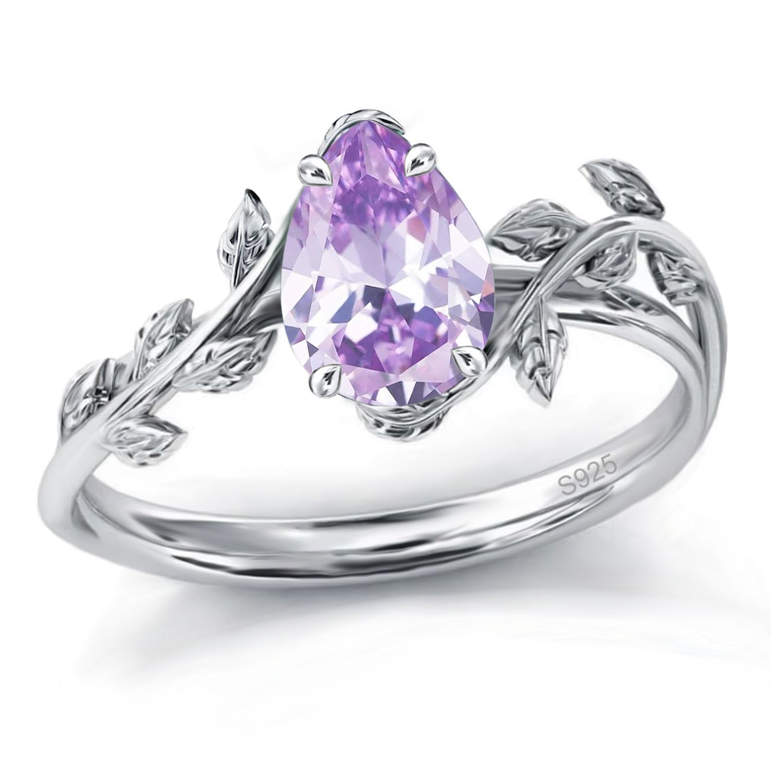 925 Sterling Silver Opal Leaf Promise Ring for Women