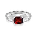 S925 Sterling Silver 8x6mm Cushion Shaped Gemstone Garnet Rings for Women, Engagement Ring Birthstone Jewelry Anniversary Promise for Lady Size 3-13