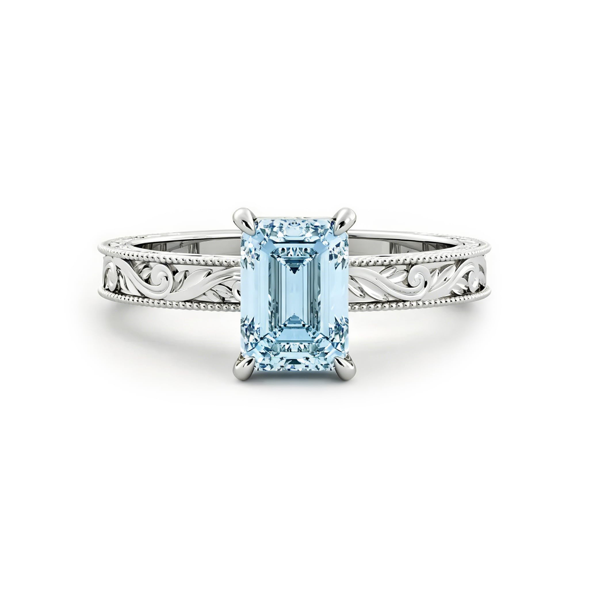 Aquamarine Engagement Ring 1ct 1.5ct 2ct 925 Sterling Silver Topgemco White Yellow Rose Gold Proposal Anniversary Promise Wedding Ring for Her