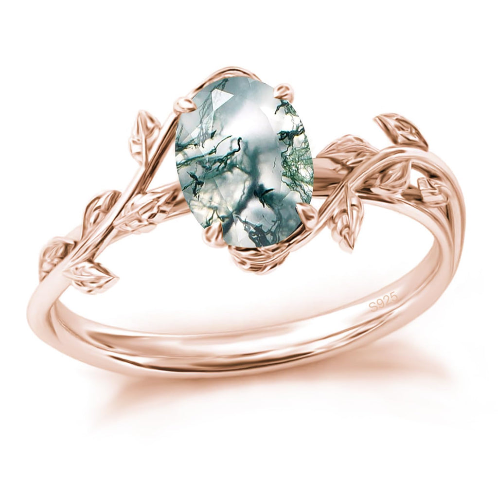 925 Sterling Silver Opal Leaf Promise Ring for Women