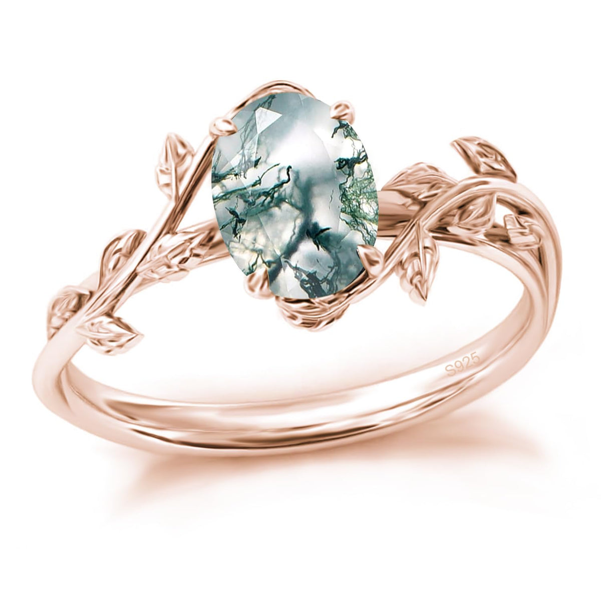 925 Sterling Silver Opal Leaf Promise Ring for Women