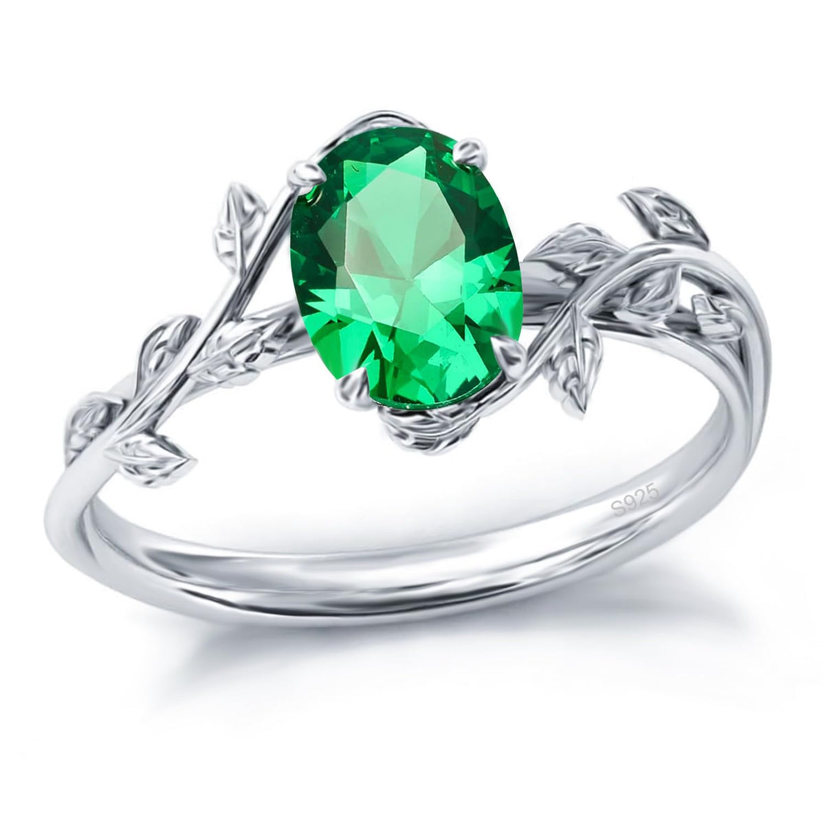 925 Sterling Silver Opal Leaf Promise Ring for Women